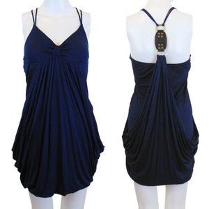 D'Closet Navy Blue Draped Style Dress Size M